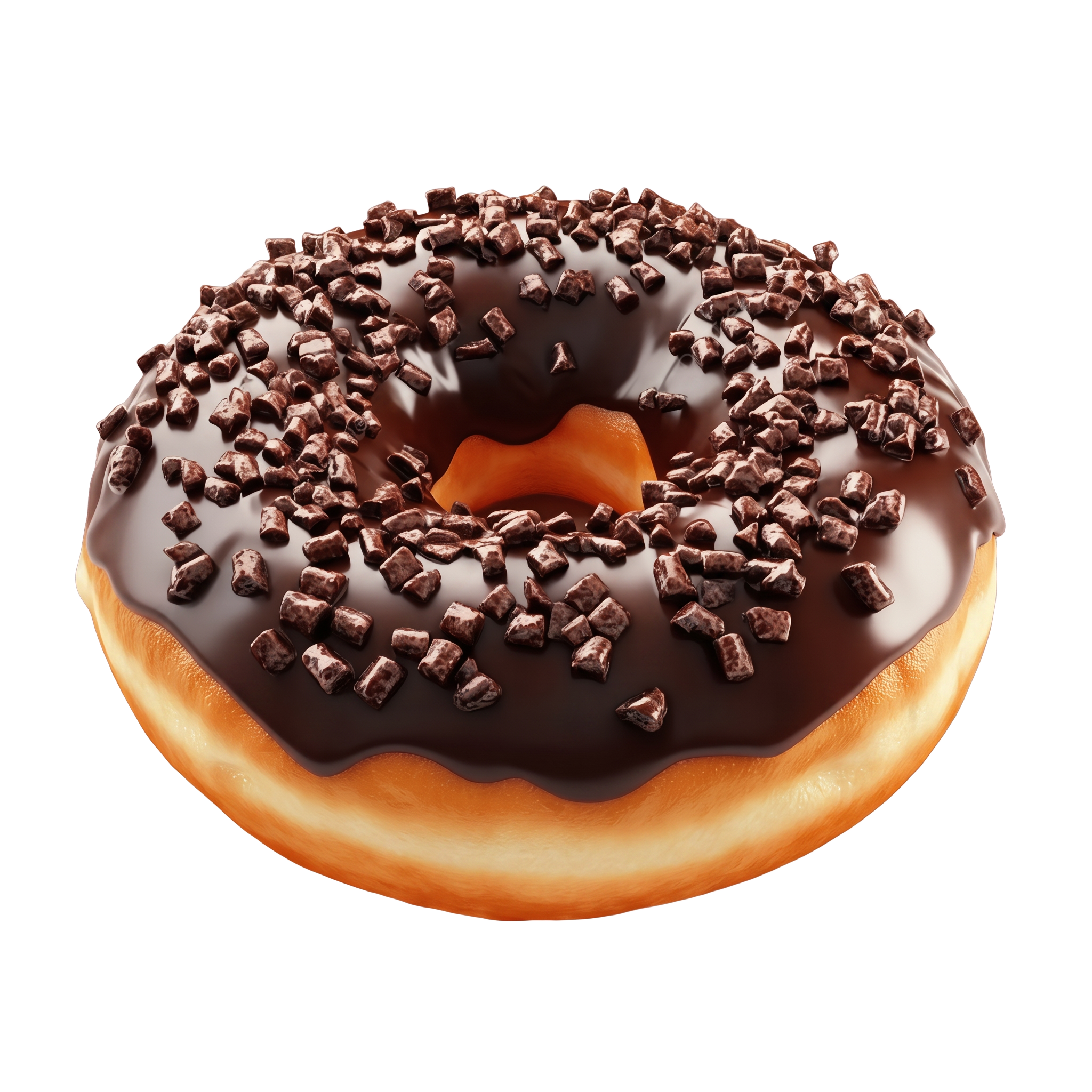 Donut de chocolate com pedaços crocantes